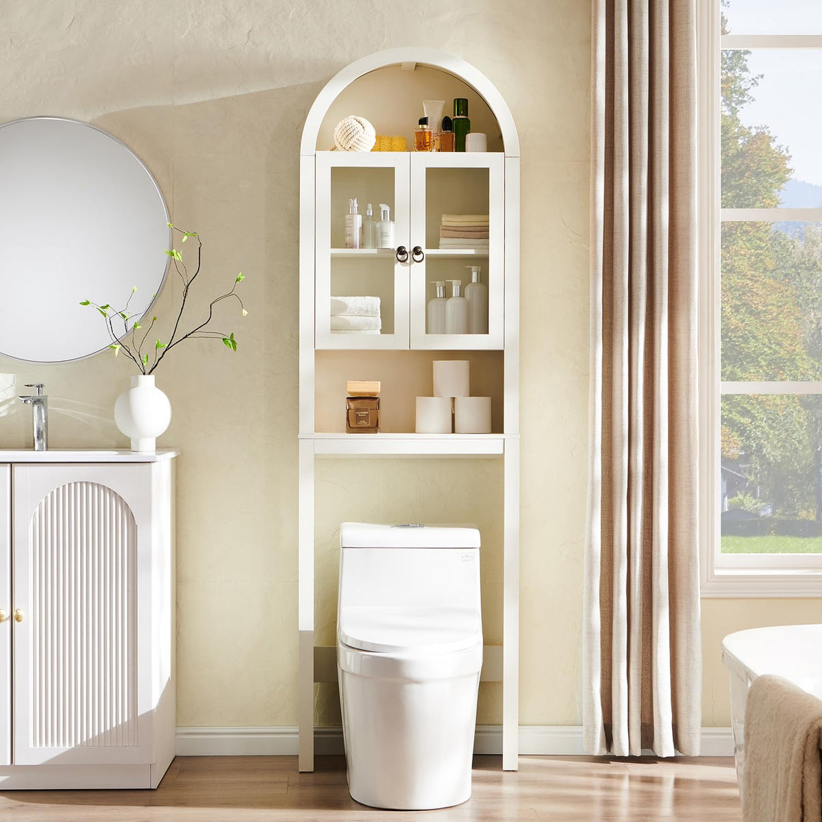 Antique White Over The Toilet Storage Cabinet Z92790