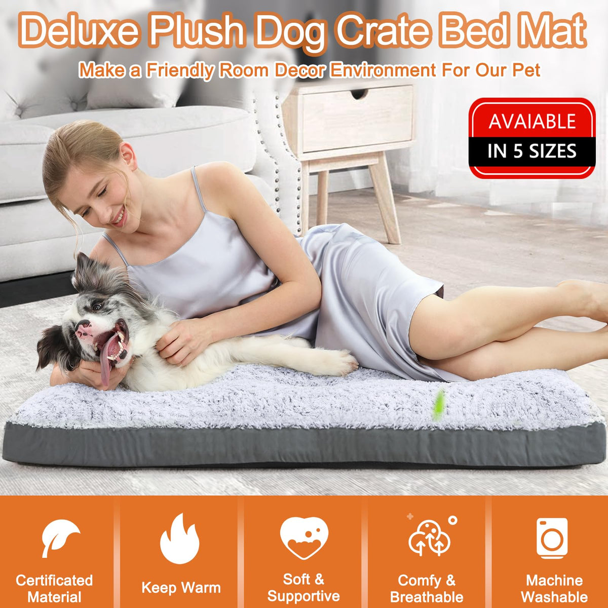 Washable Dog Bed 35 Inch Grey G1252