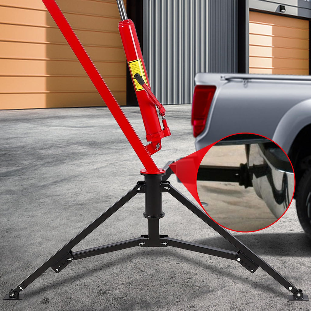 1000lbs Hydraulic Pickup Truck Crane, 360° Swivel Hitch Receiver Mounted with Adjustable Boom V3729