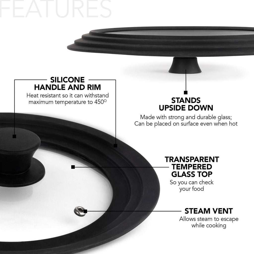 Silicone & Glass Universal Lid 10.5 to 12 Inches X41560