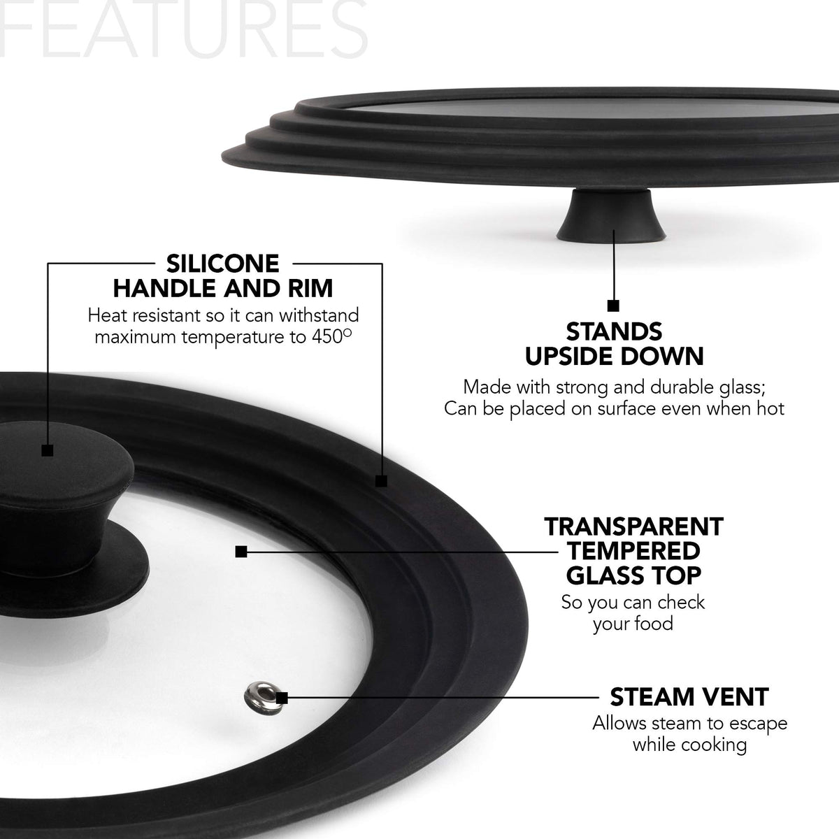 Silicone & Glass Universal Lid 10.5 to 12 Inches X41560