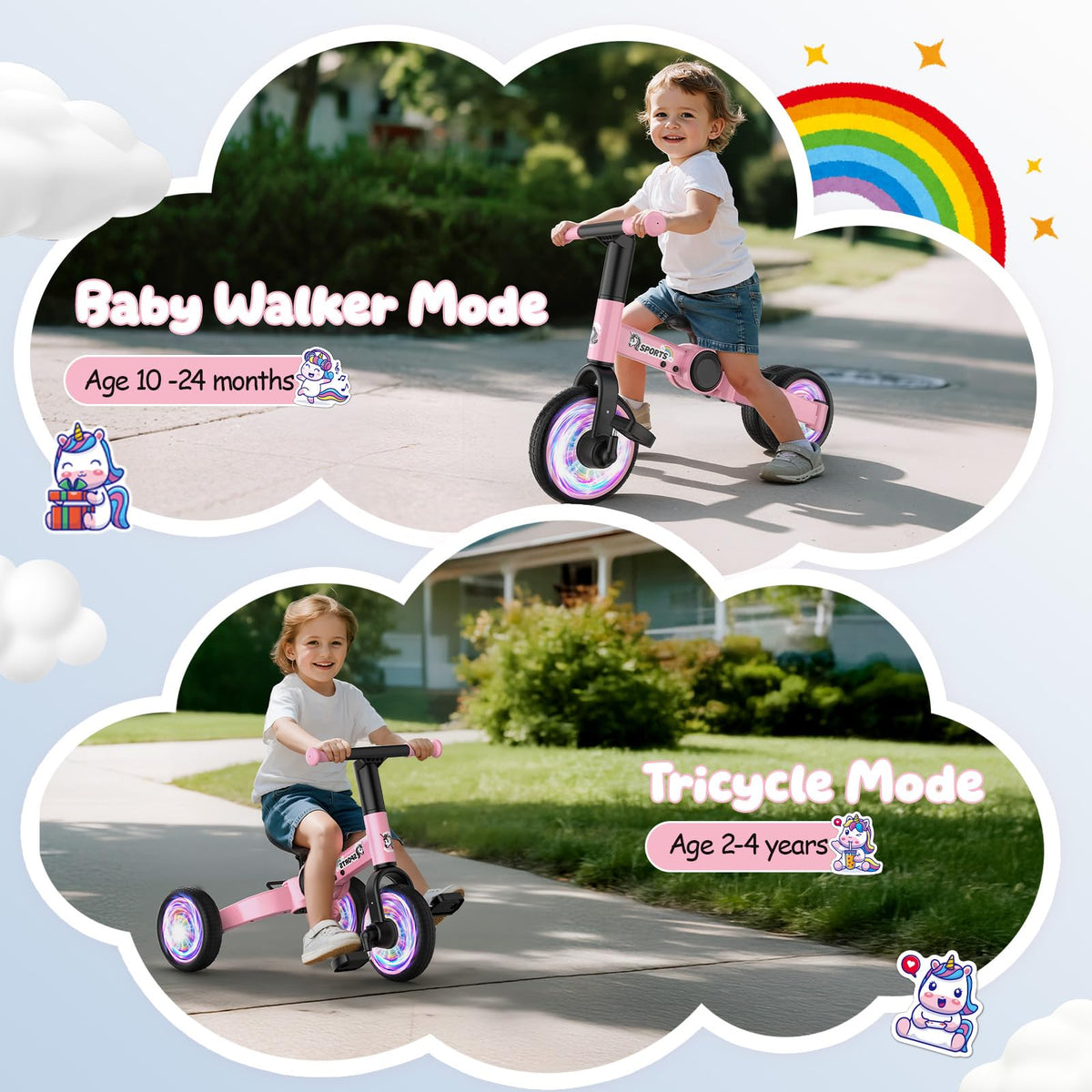 3 in 1 Toddler Balance Bike with Removable Pedals X6748