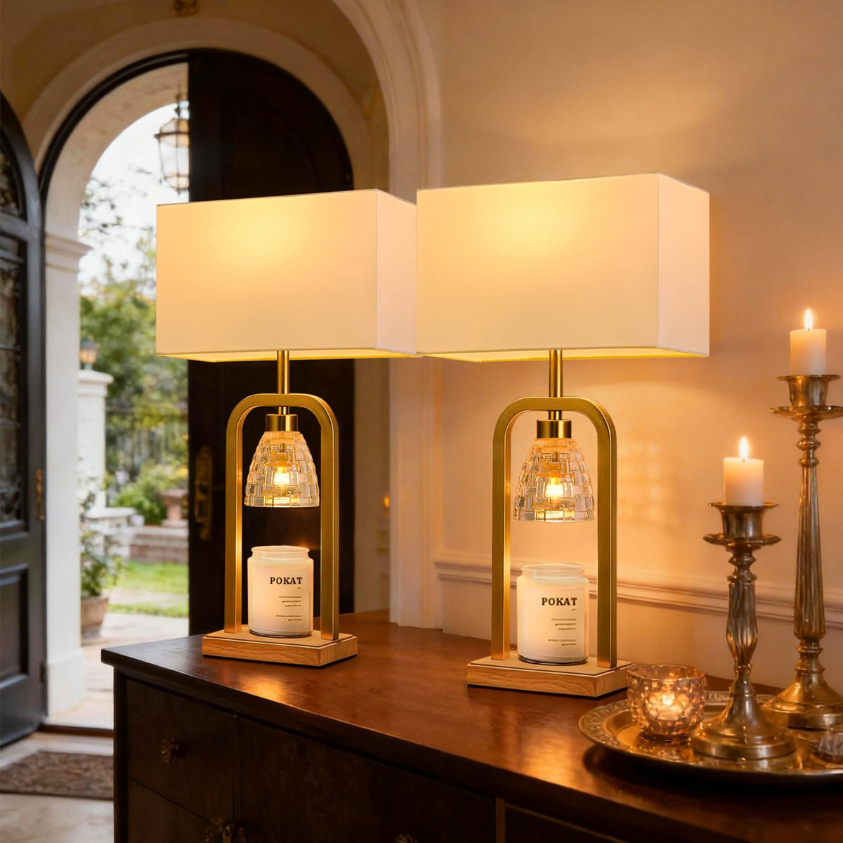 2 in 1 Gold Table Lamp with Candle Warmer Z948654