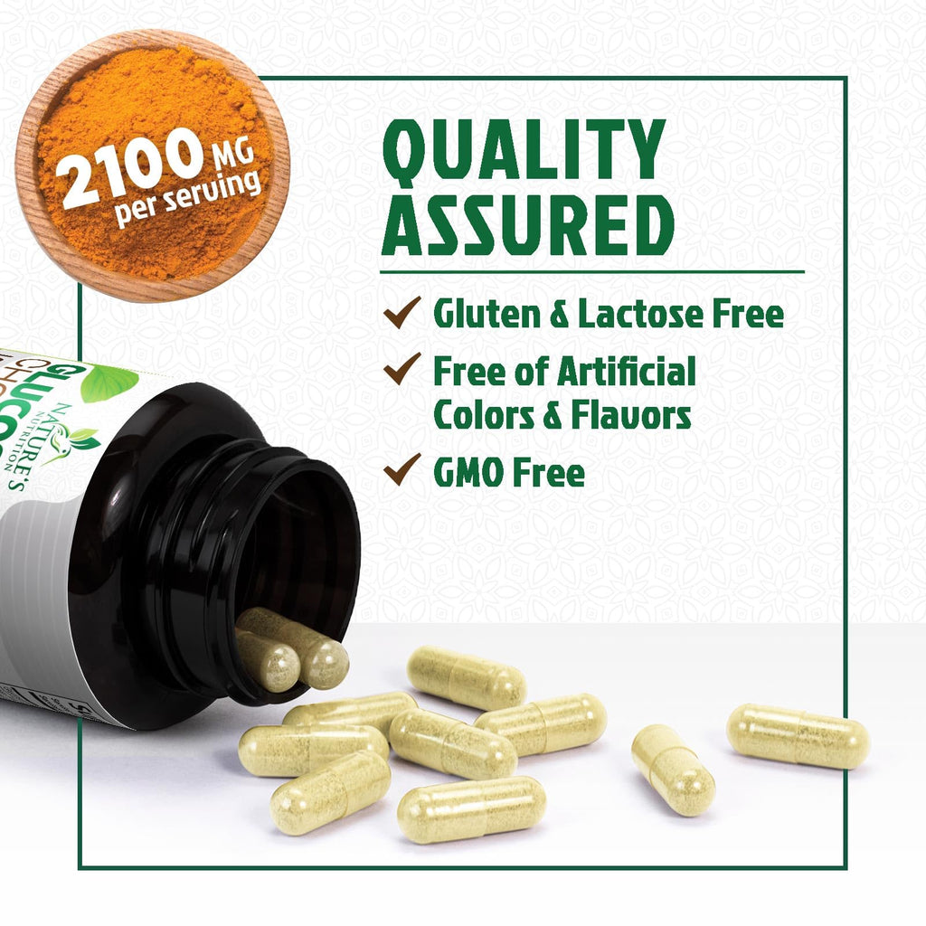 Glucosamine Chondroitin MSM 2100mg Joint Support Supplement with Turmeric & Boswellia 60 Capsules J9535