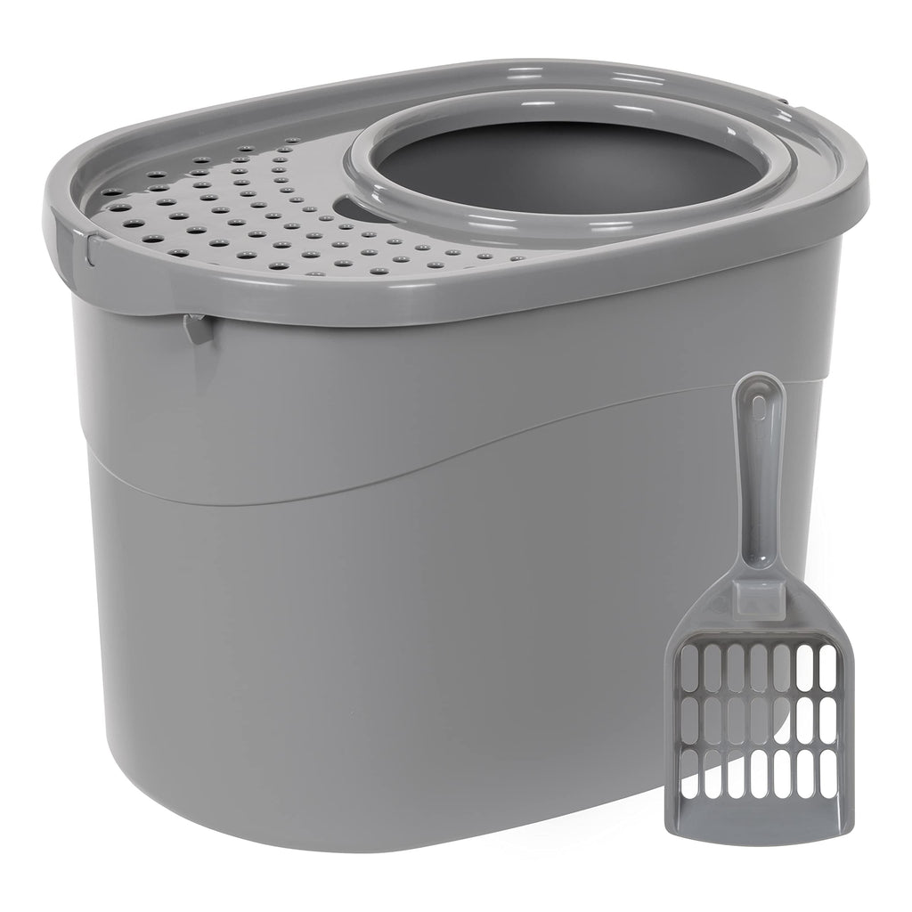 Large Top Entry Cat Litter Box with High Sides and Scoop I574
