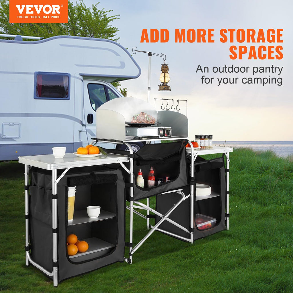 Folding Aluminum Camping Kitchen Table with Storage Bag A1146