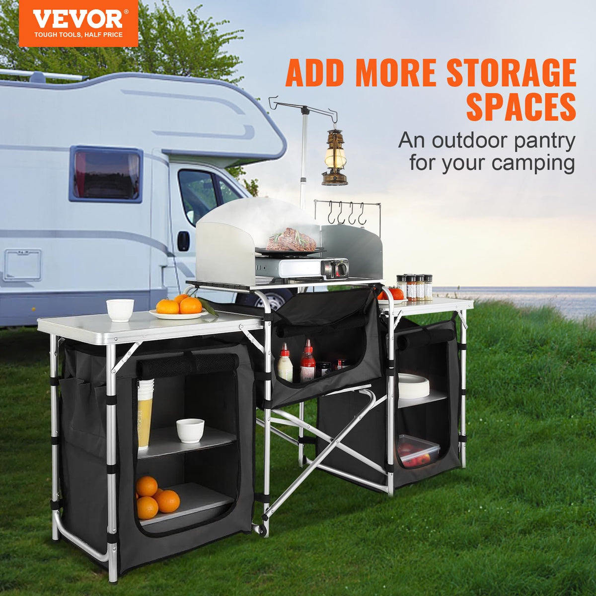 Folding Aluminum Camping Kitchen Table with Storage Bag A1146