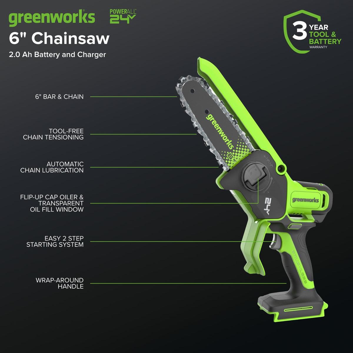 24V 6 in Mini Pruning Chainsaw R966890