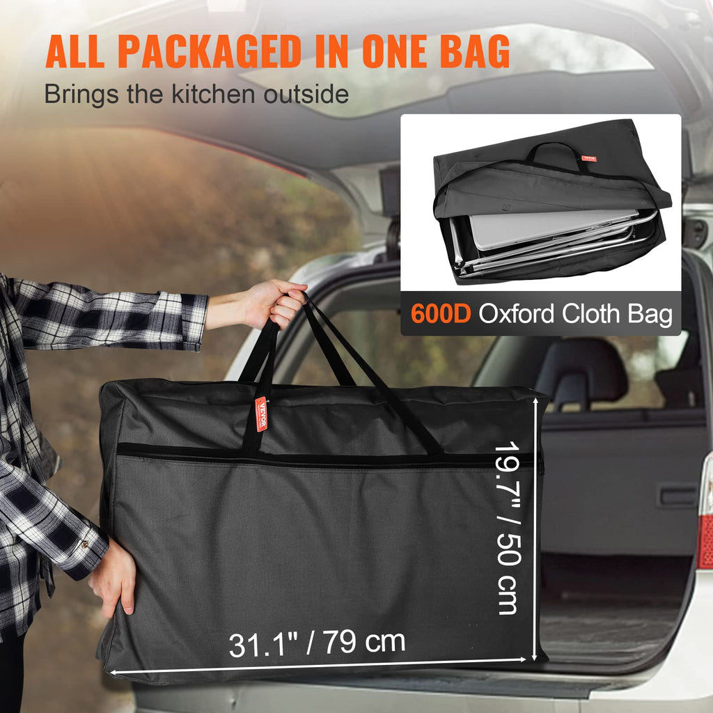 Folding Aluminum Camping Kitchen Table with Storage Bag A1146