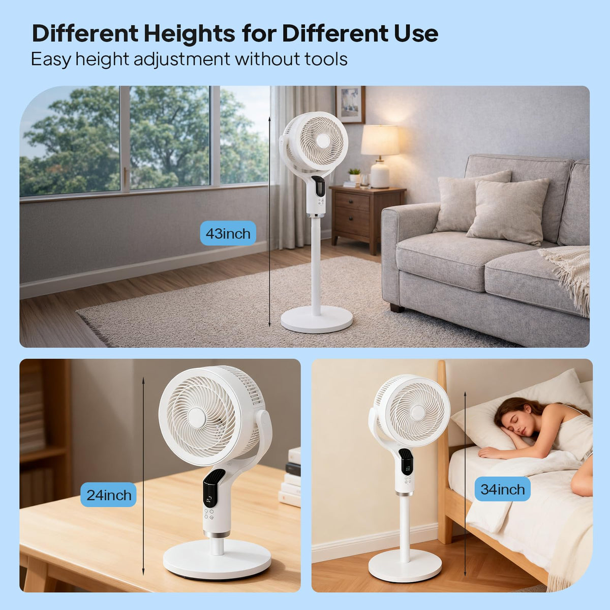 3-in-1 Oscillating Standing Fan with Adjustable Height G295