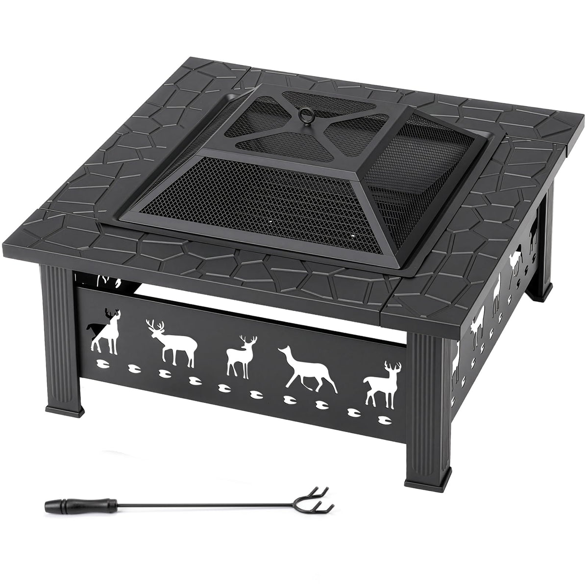 32 Inch Square Wood Burning Fire Pit Table S415