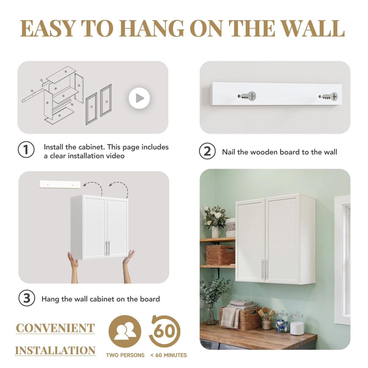 White Wall Mounted Cabinet with Adjustable Shelf C164947