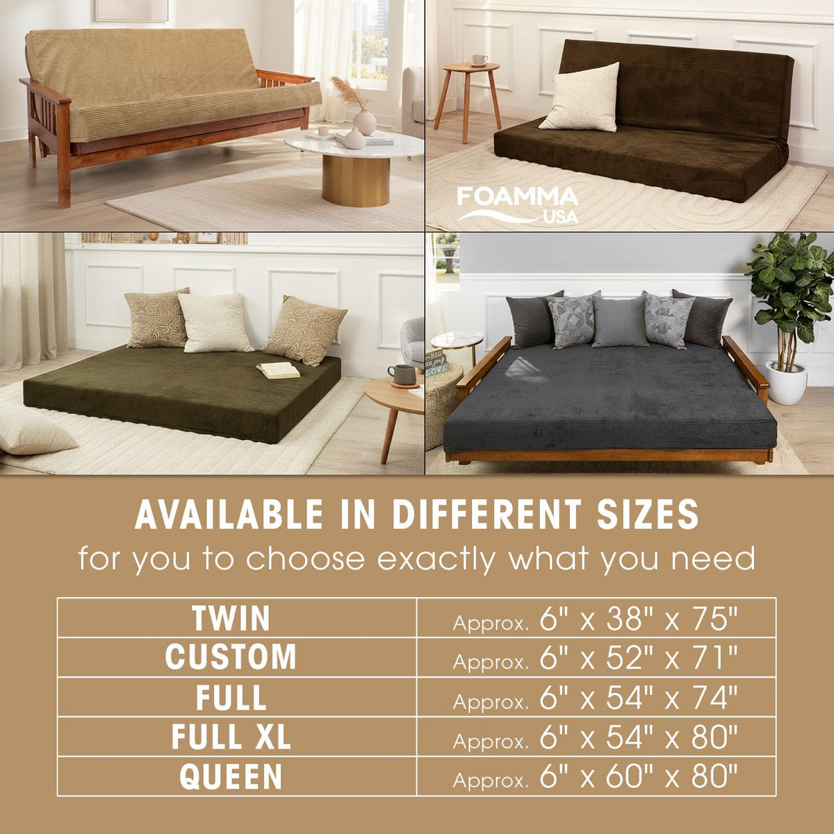 6-Inch Memory Foam Futon Mattress with Removable Cover U205769