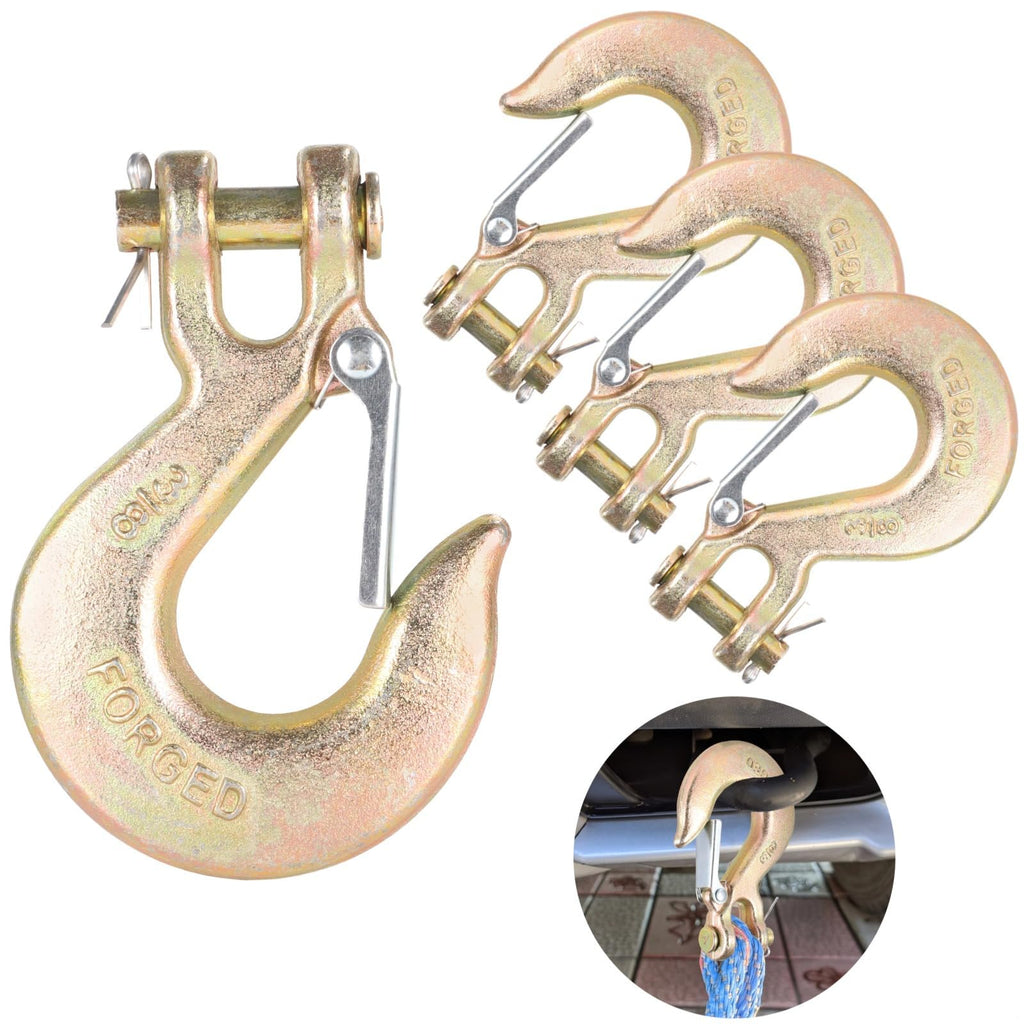 4-Pack 3/8-Inch Clevis Slip Hooks with Safety Latch R350