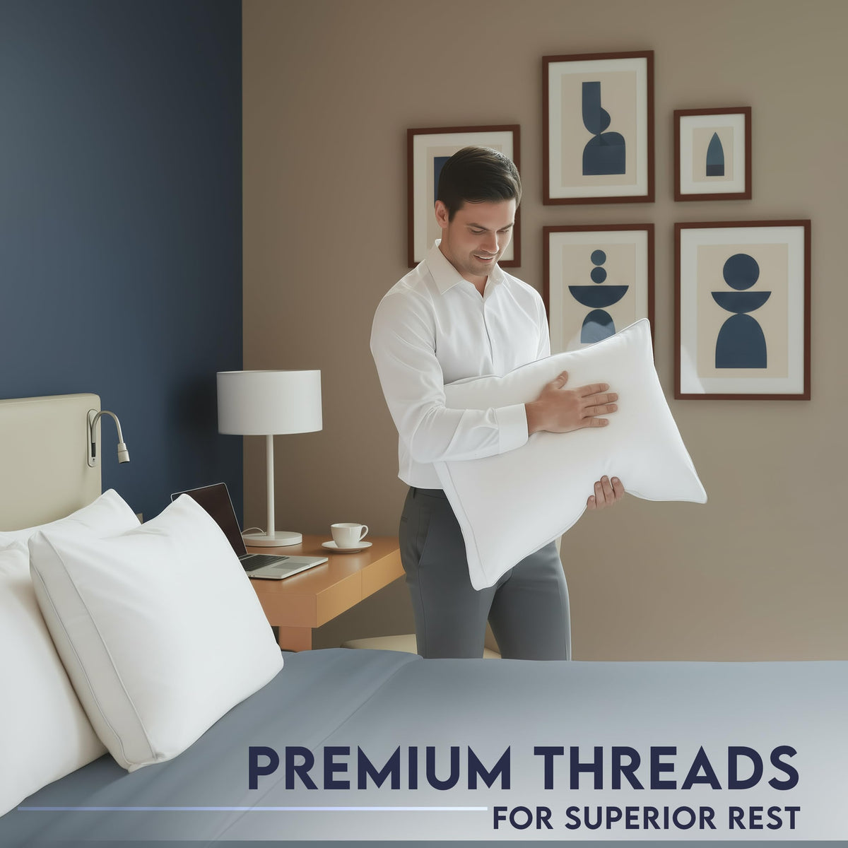 White Queen Size Set of 2 Bed Pillow H70137