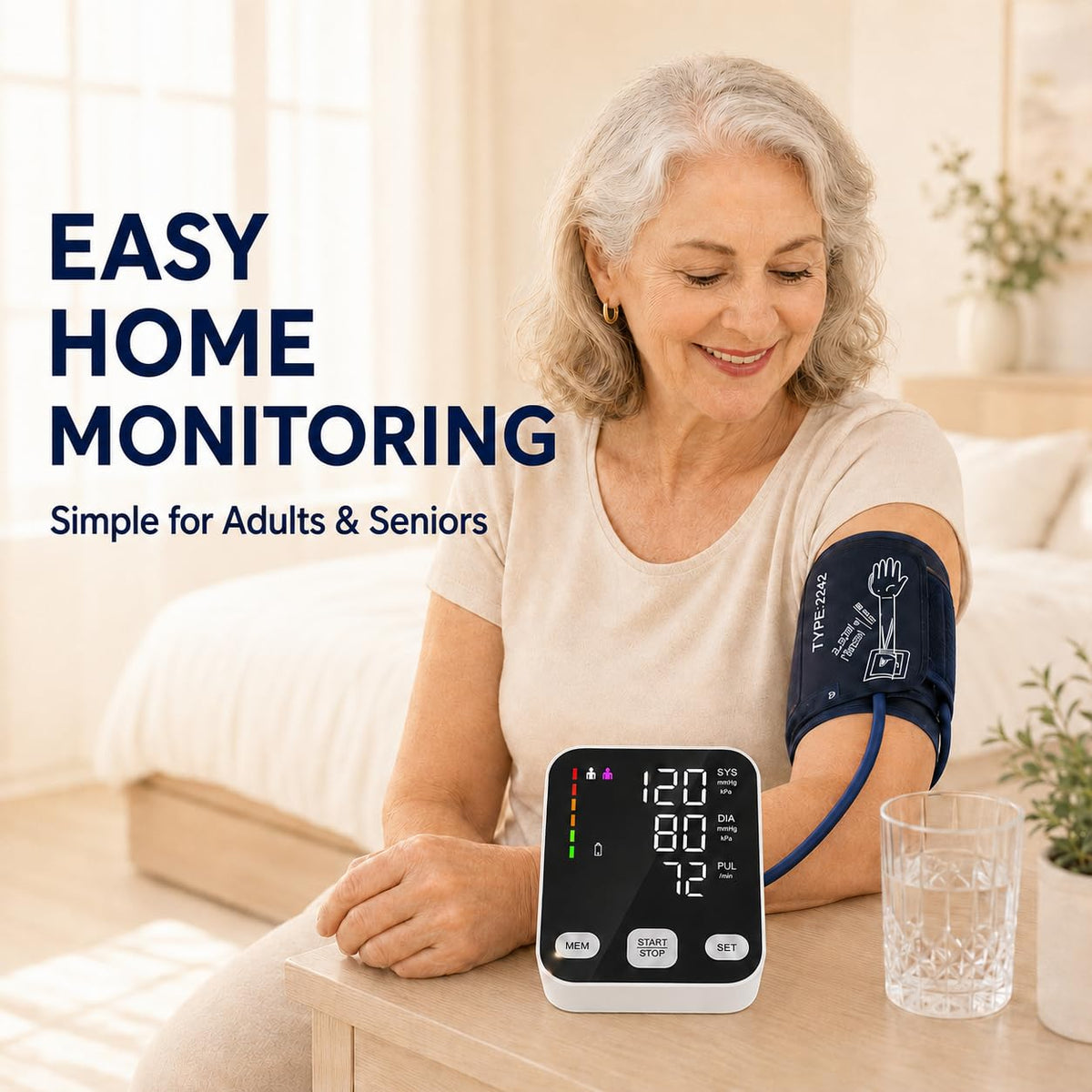 Automatic Upper Arm Blood Pressure Monitor with 6-Inch Backlit Display E90937