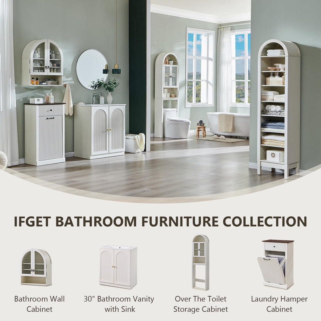 Antique White Over The Toilet Storage Cabinet Z92790