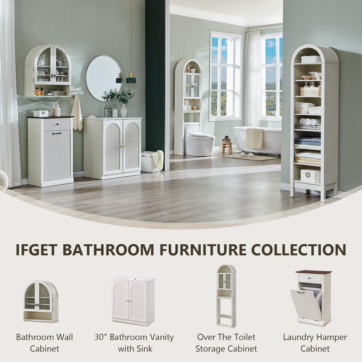 Antique White Over The Toilet Storage Cabinet Z92790