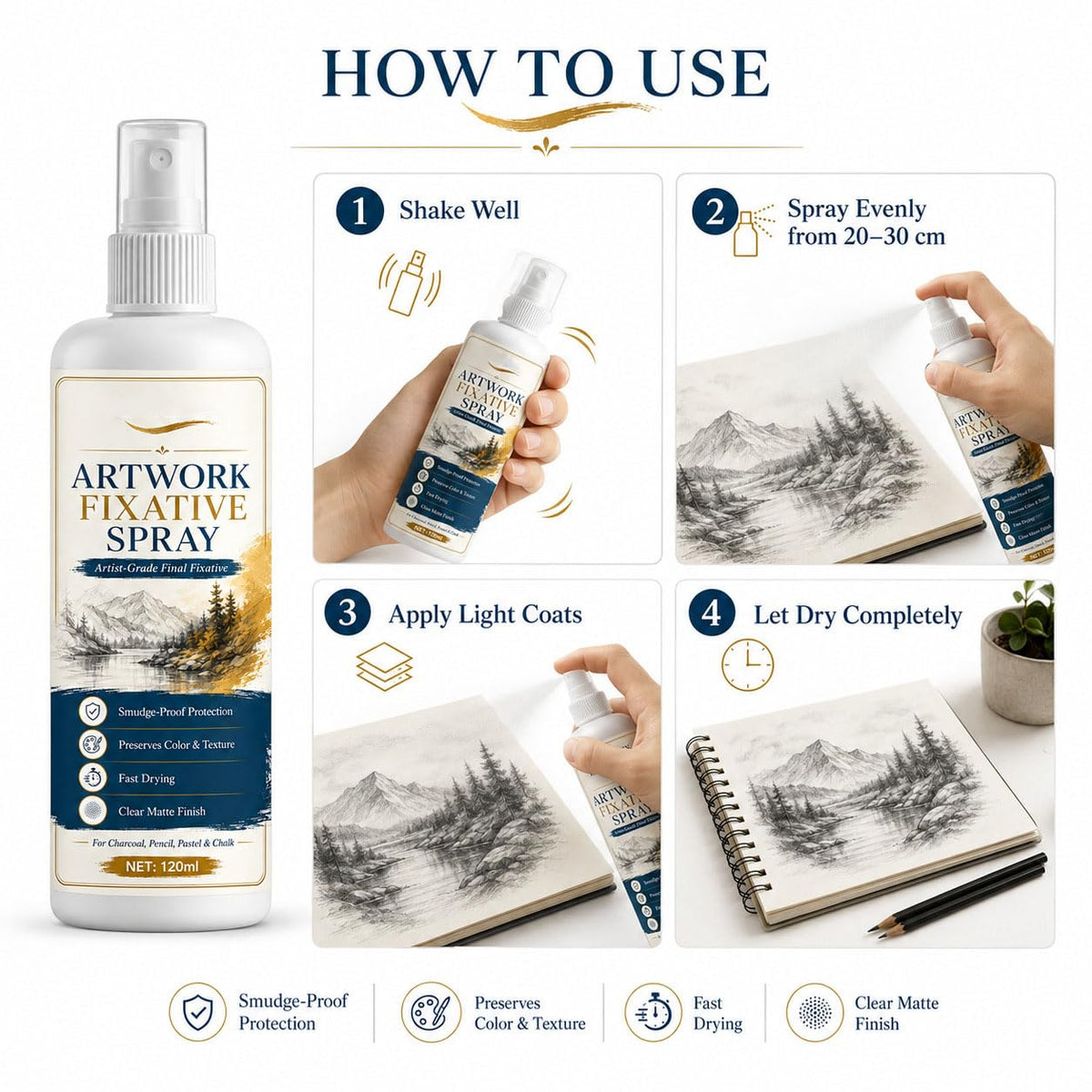 Matte Quick Dry Artwork Fixative Spray 5Pcs H104887