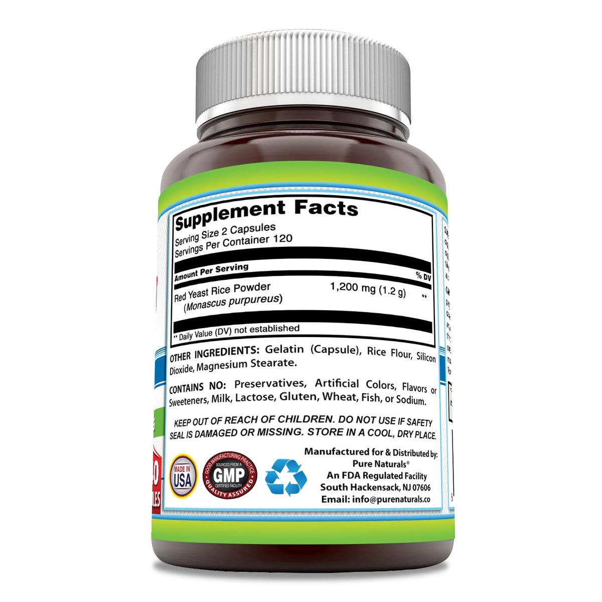 Red Yeast Rice 1200 Mg 240 Capsules Supplement R3321