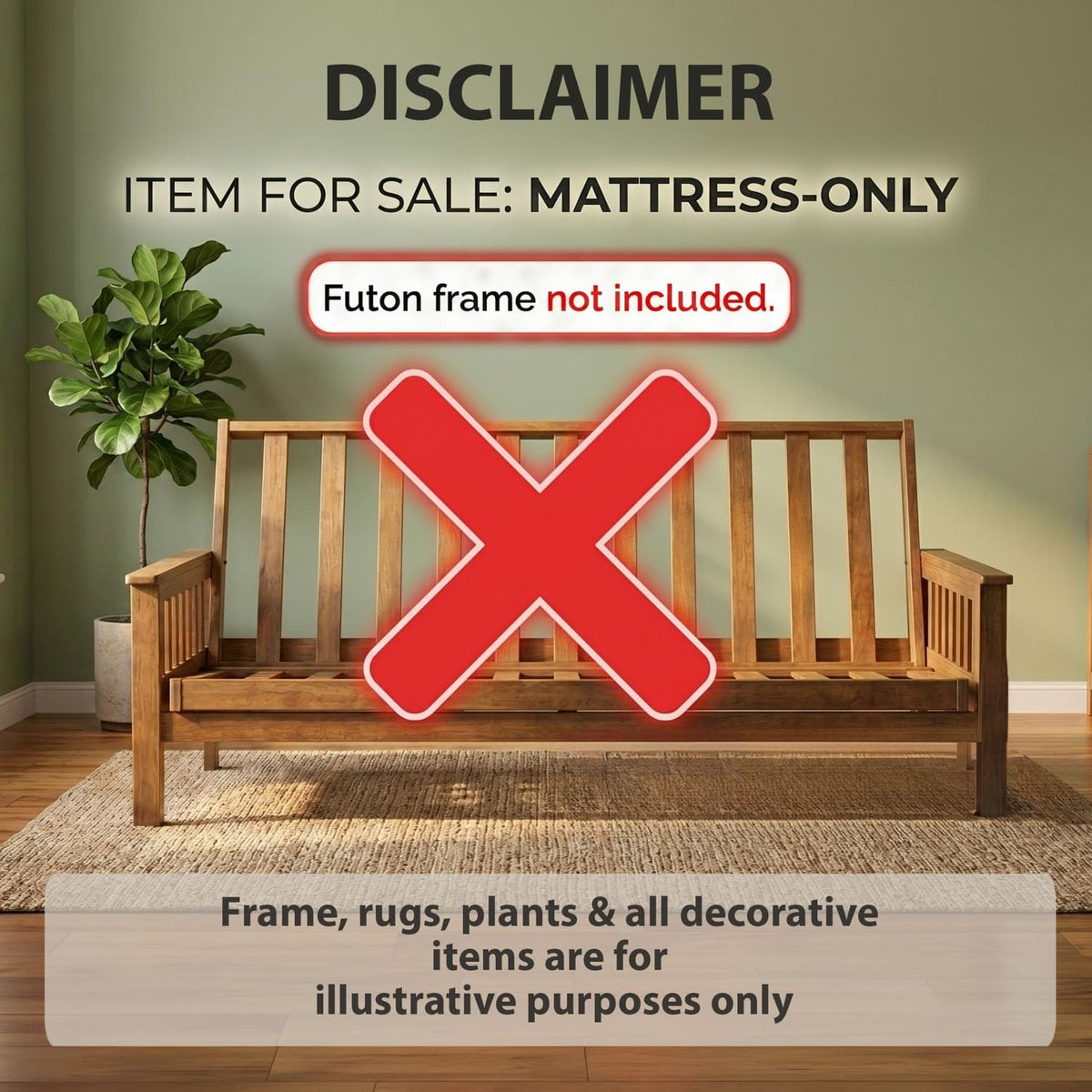 6-Inch Memory Foam Futon Mattress with Removable Cover U205769