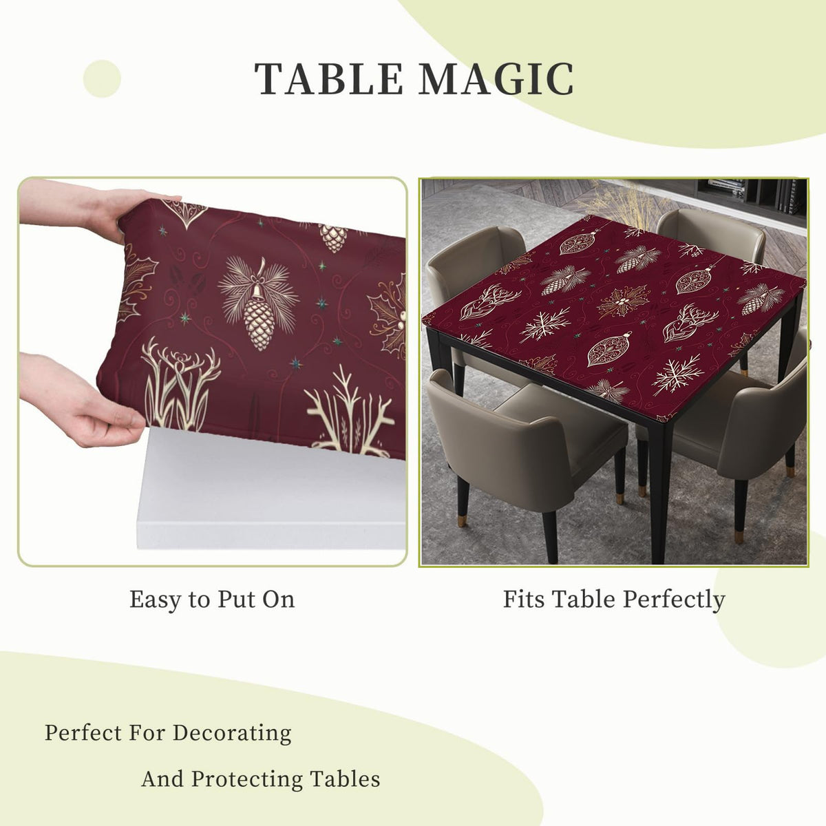 Fitted Square Oval Tablecloth with Elastic Edges 30"x30" C83892