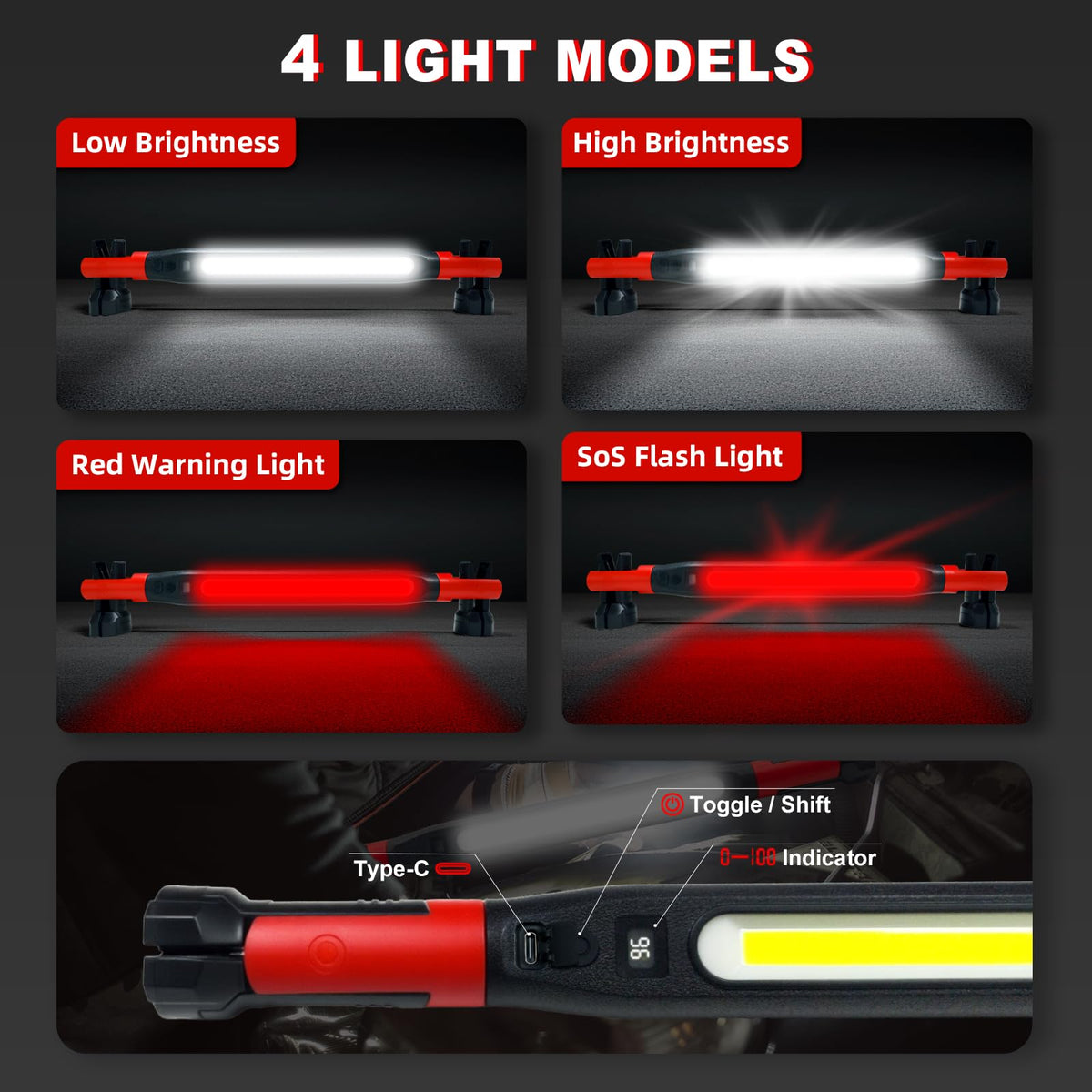 3000 Lumens Rechargeable Magnetic LED Work Light U92495
