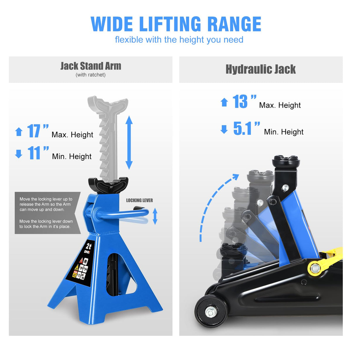 2 Ton Car Jack and Stands Kit Blue L6710