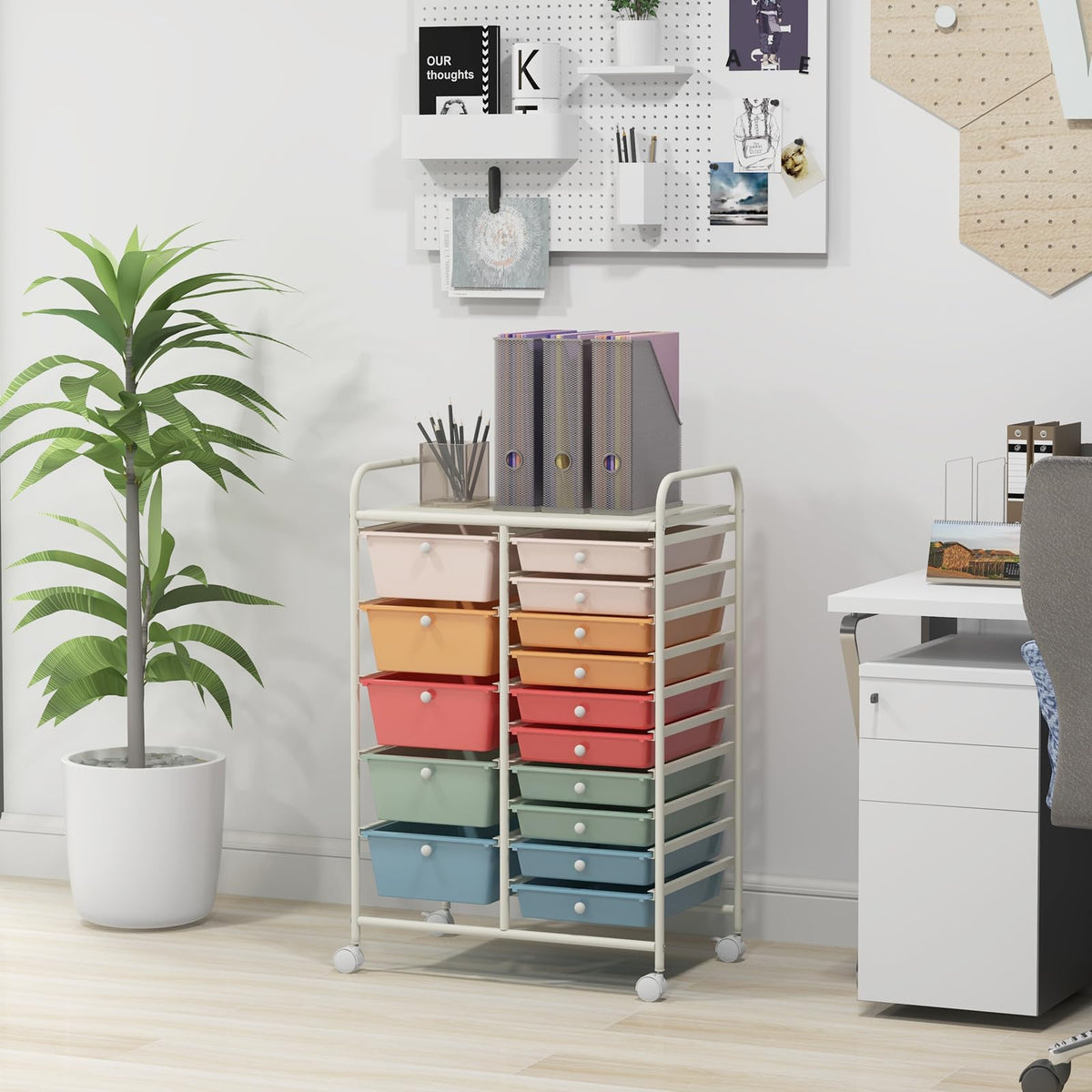 15 Drawer Rolling Storage Cart with Removable Drawers L3453