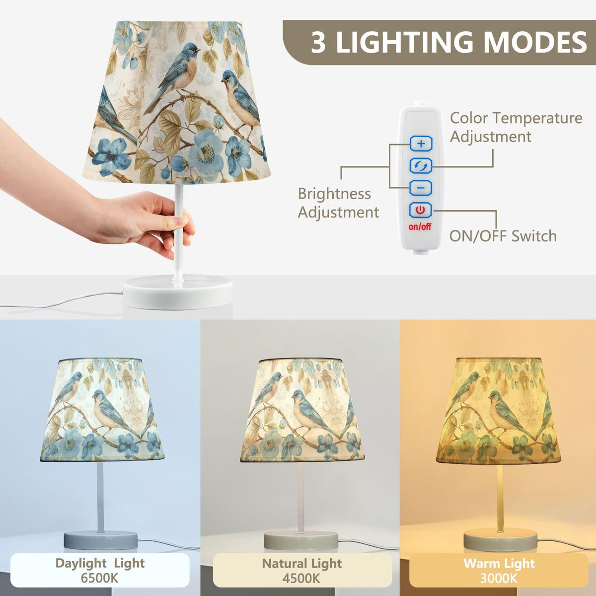 3-Color Dimmable LED Table Lamp with USB Port J2165
