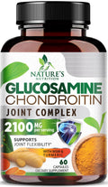 Glucosamine Chondroitin MSM 2100mg Joint Support Supplement with Turmeric & Boswellia 60 Capsules J9535