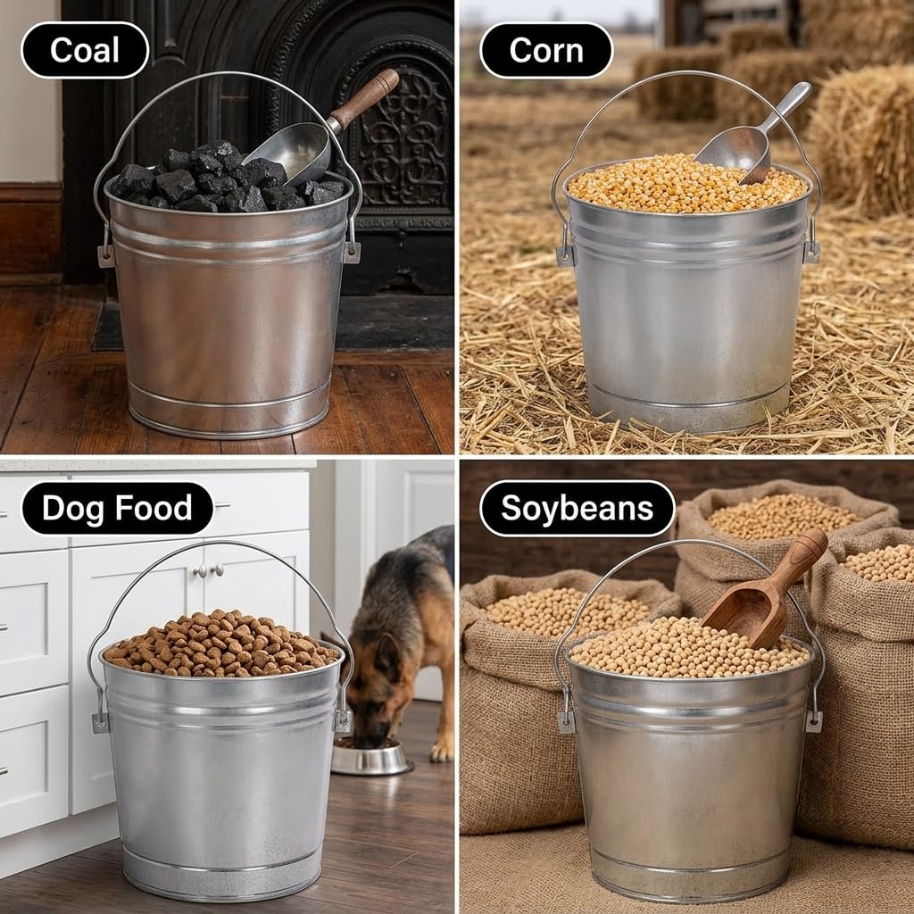 6 Gallon Galvanized Metal Trash Can with Locking Lid O258