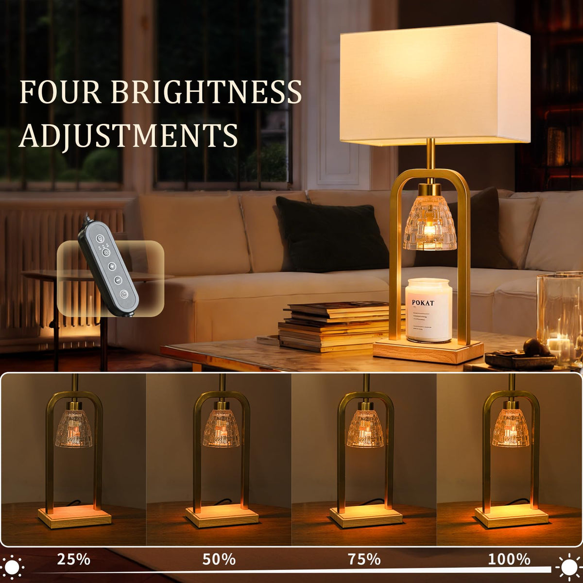 2 in 1 Gold Table Lamp with Candle Warmer Z948654