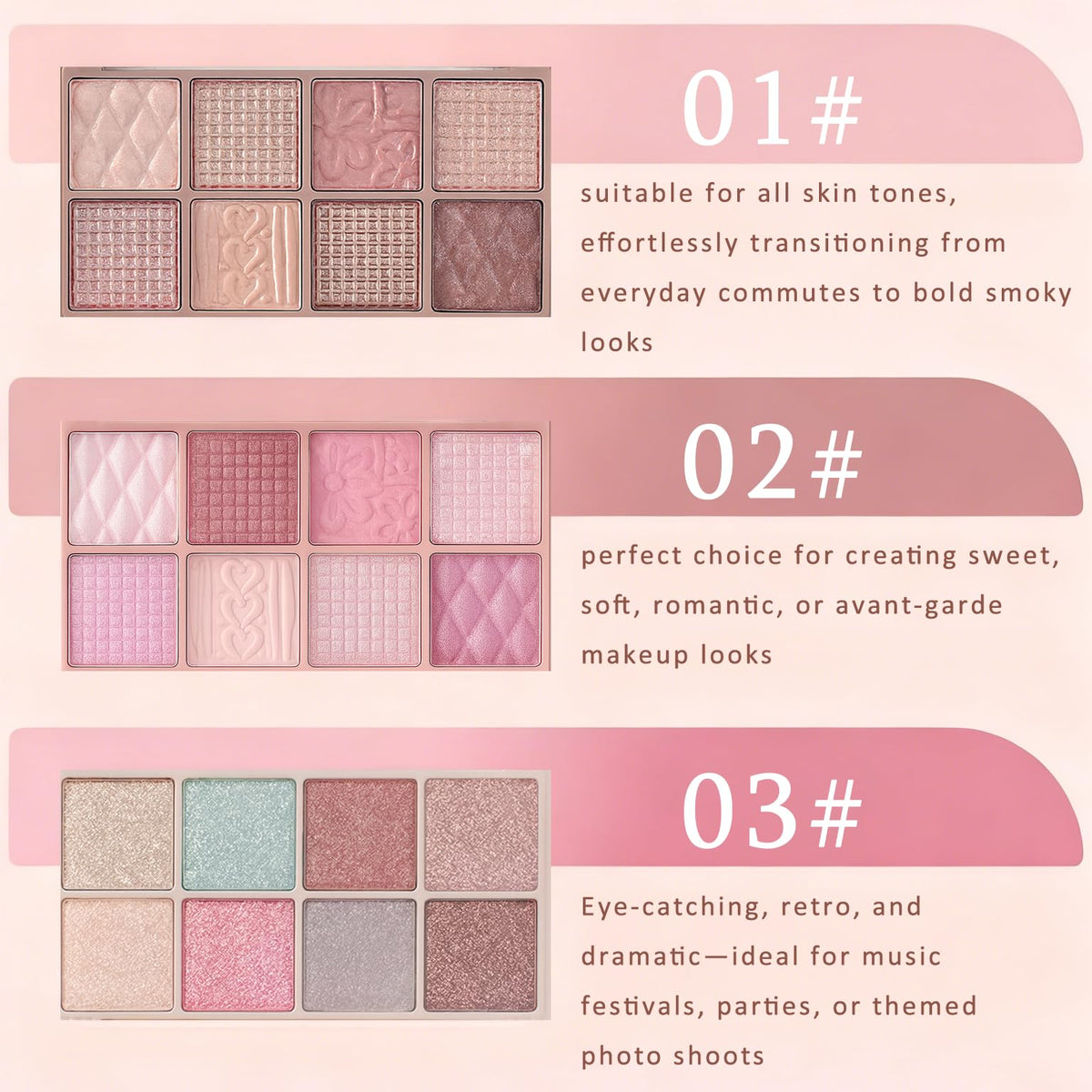 Brown and Pink Shimmer Eyeshadow Palette U447
