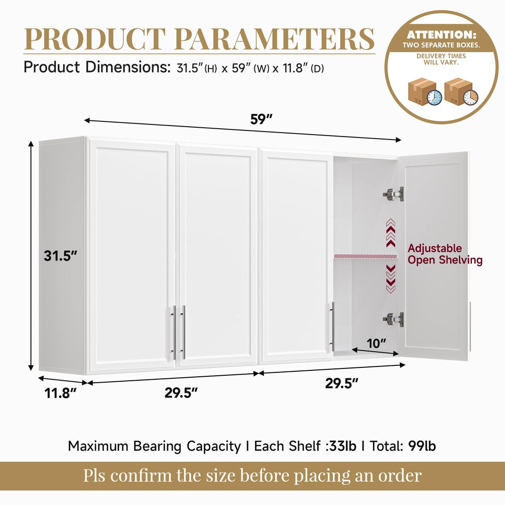 White Wall Mounted Cabinet with Adjustable Shelf C164947