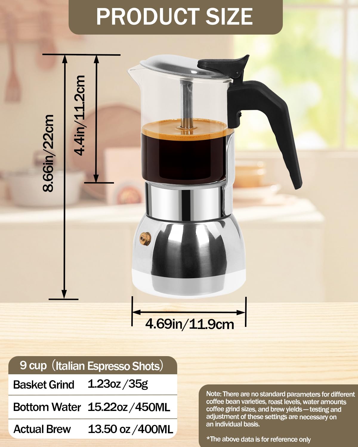 9 Cup 15 oz Stovetop Espresso Moka Pot E29290