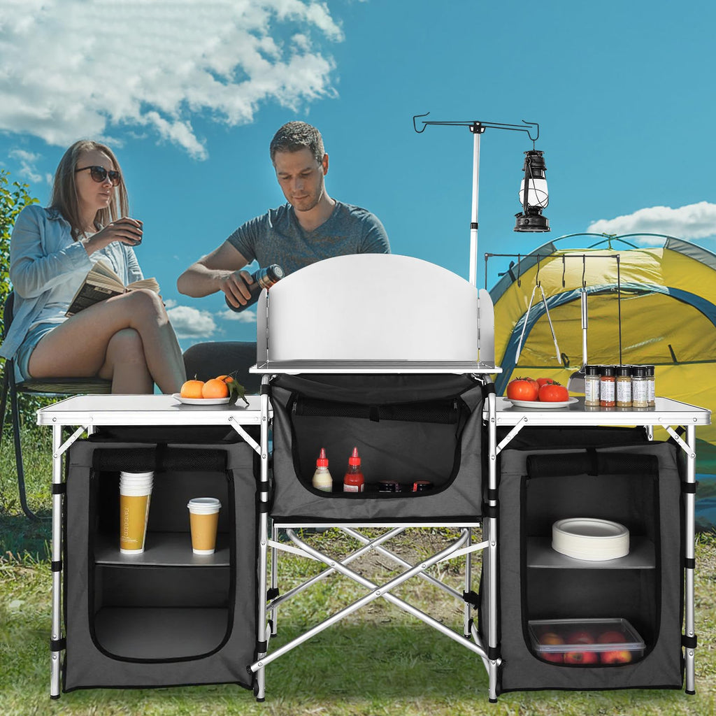 Folding Aluminum Camping Kitchen Table with Storage Bag A1146