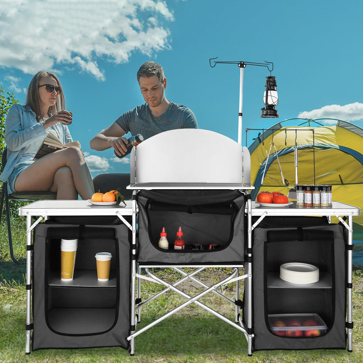 Folding Aluminum Camping Kitchen Table with Storage Bag A1146