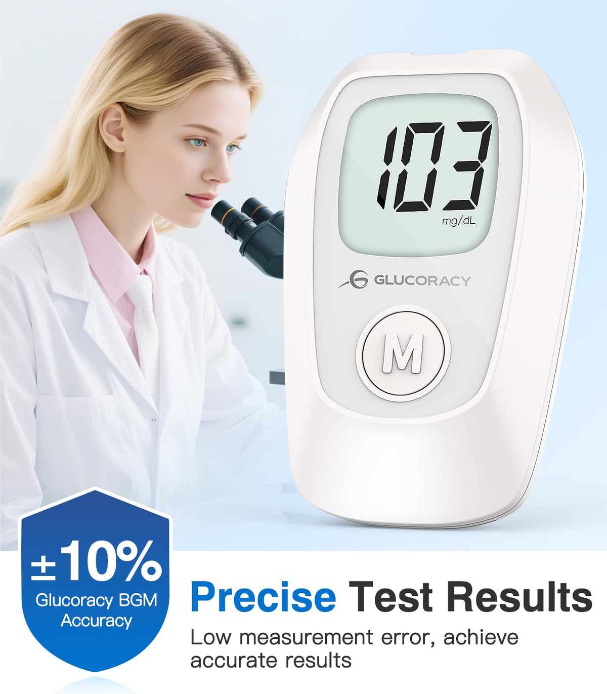 Glucose Monitor Kit, 100 Blood Glucose Strips, No Coding G3399