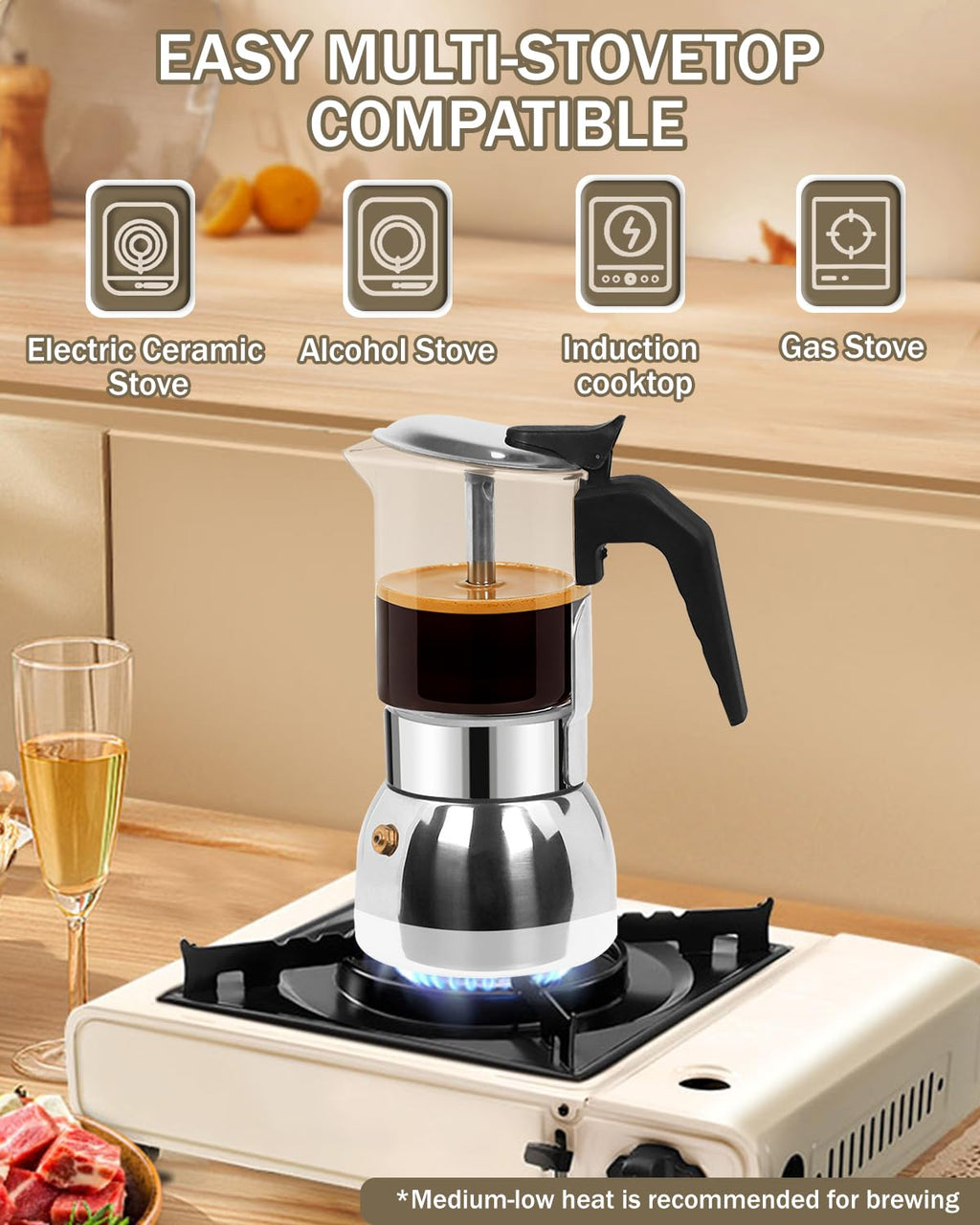 9 Cup 15 oz Stovetop Espresso Moka Pot E29290