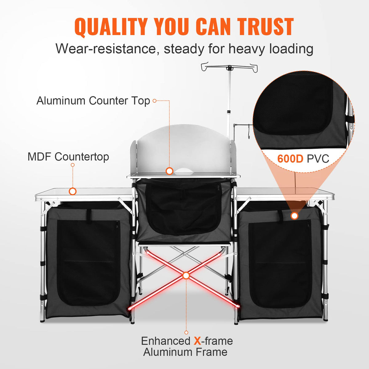 Folding Aluminum Camping Kitchen Table with Storage Bag A1146