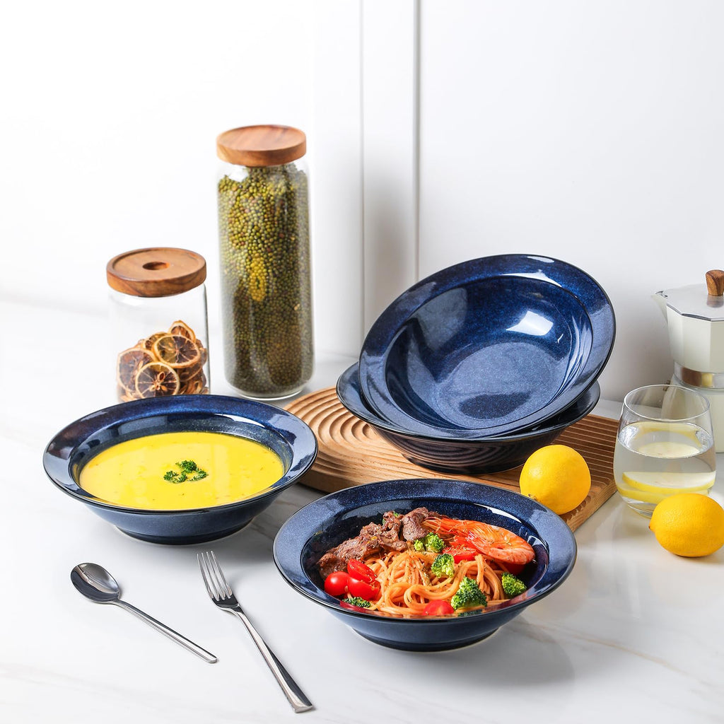 Blue 27oz Ceramic Soup Bowls Set of 4 F256681