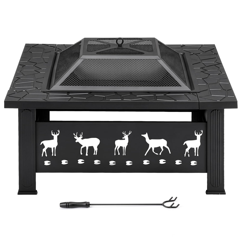 32 Inch Square Wood Burning Fire Pit Table S415