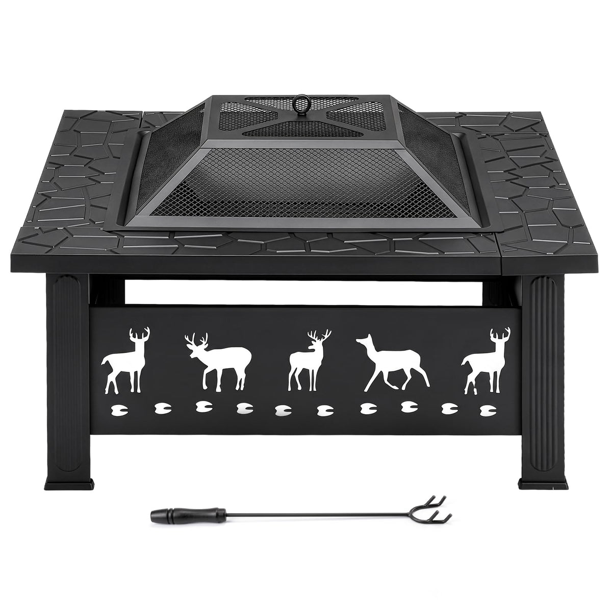 32 Inch Square Wood Burning Fire Pit Table S415