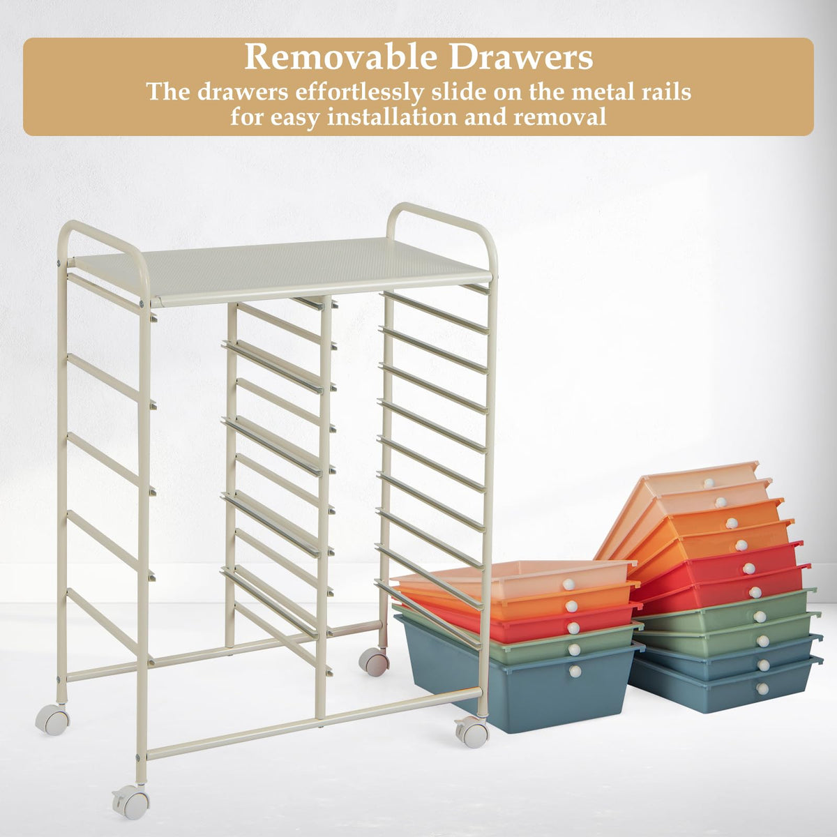 15 Drawer Rolling Storage Cart with Removable Drawers L3453