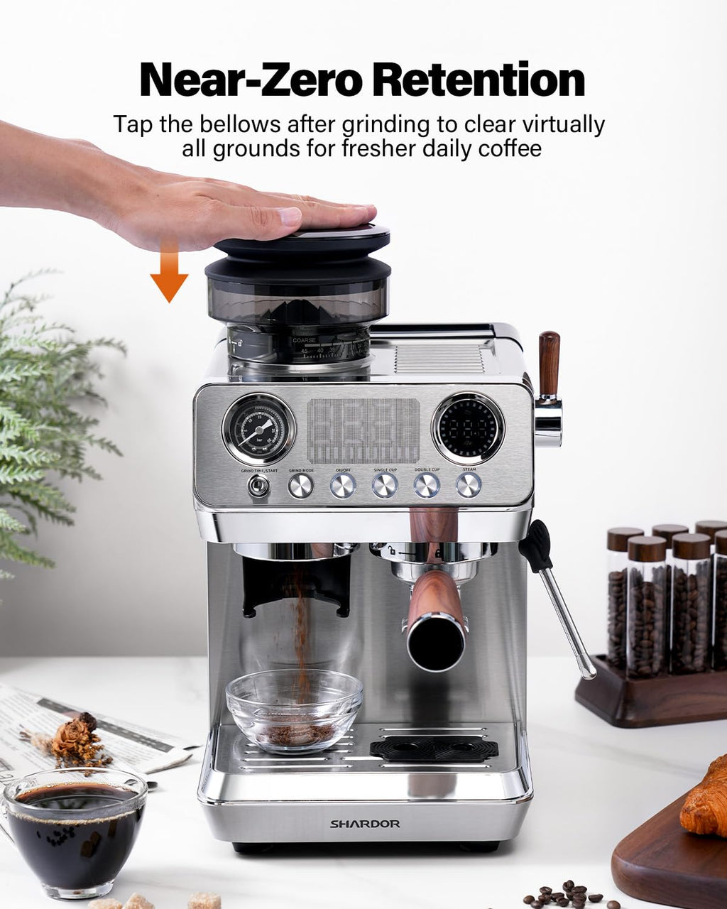 20 Bar Espresso Machine with Built-In Grinder W18647