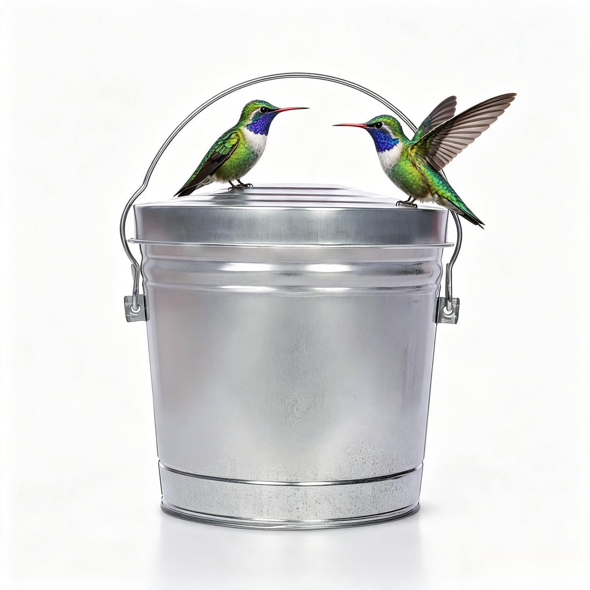 6 Gallon Galvanized Metal Trash Can with Locking Lid O258