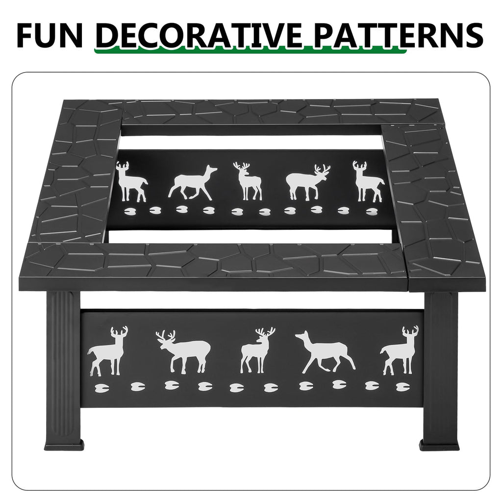 32 Inch Square Wood Burning Fire Pit Table S415