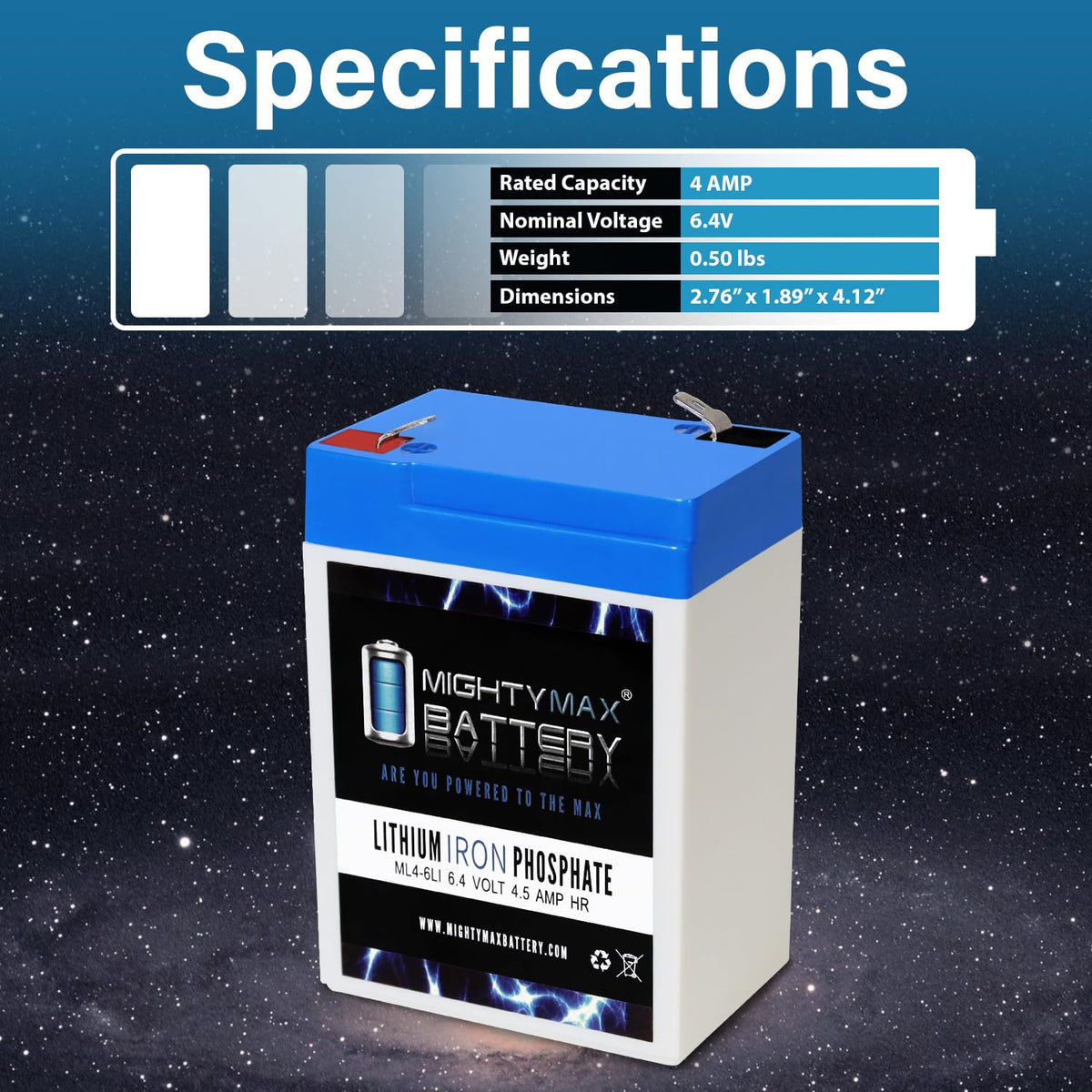 6V 4.5AH Lithium Replacement Battery Y197