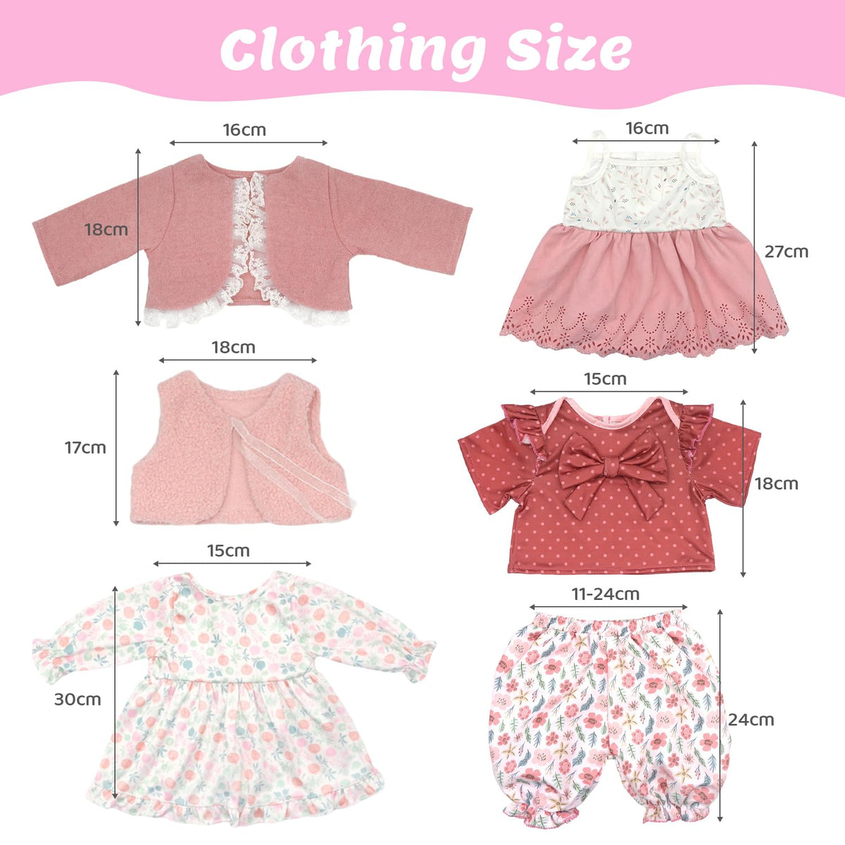 20-22 Inch Reborn Baby Doll Clothes & Accessories Set E217988